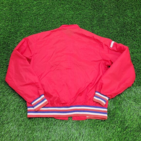 Vintage 80s Hippie MOD Zip Windbreaker Jacket L/XL 23x26 Red - Picture 2 of 13